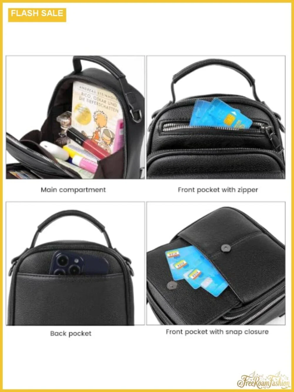 Mini PU Leather Backpack Purse for Women - RFID Blocking Daypack